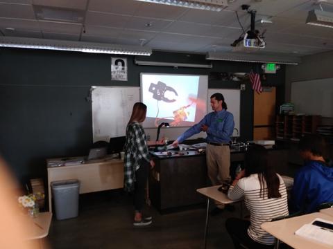 CNT Co-Director, Chet Moritz, teaching an introductory neural engineering lesson in Benjamin Hart's class