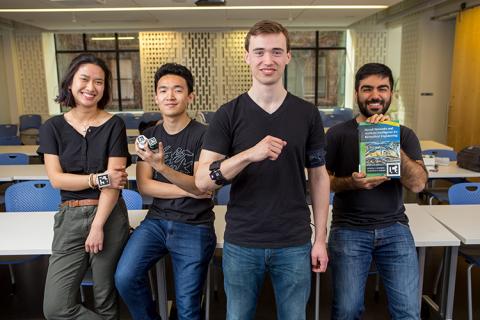 Members of Team Os(eye)ris, including Armin Rouz (far right), with their engineering prototype.