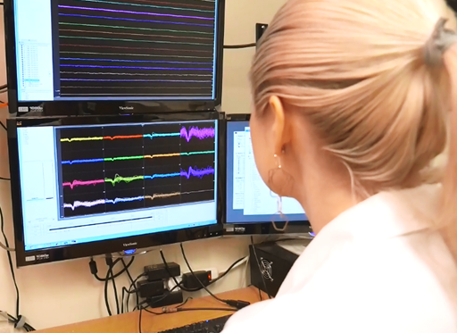 Aiva Ievins studies brain signals in the lab