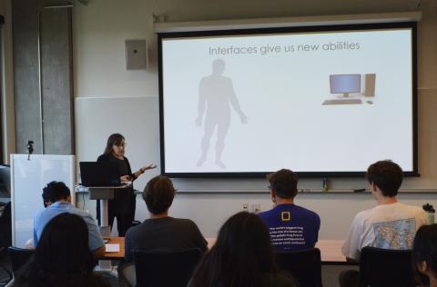 Dr. Amy Orsborn discusses brain-computer interfaces with YSP-REACH students.